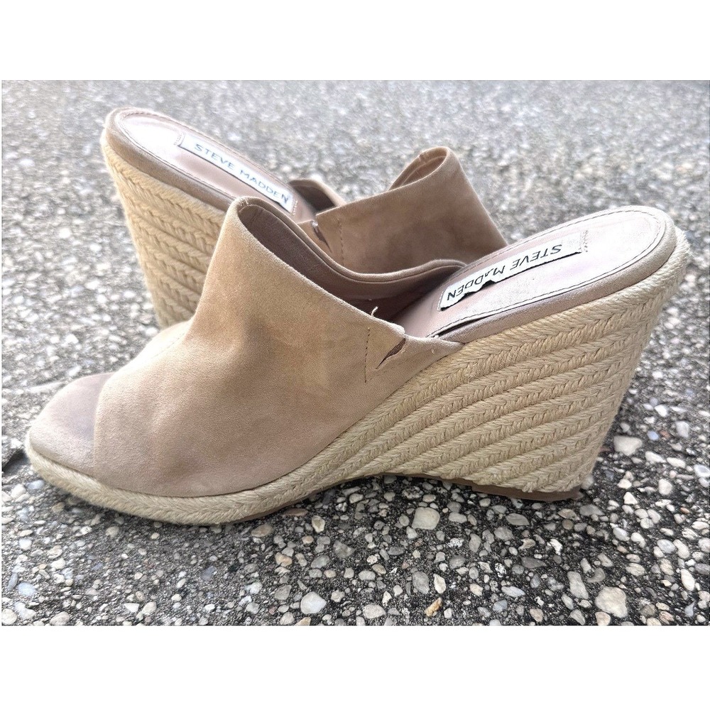 Steve Madden Urge Espadrille Real Leather Suede Wedge Heels Size 8.5‎